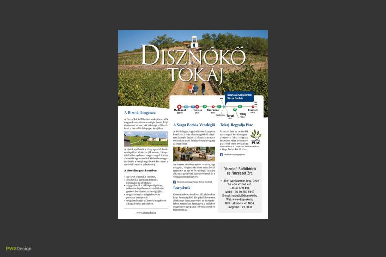 Photography and newspaper advert design for Disznókő