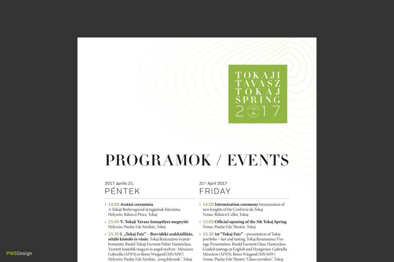Tokaj Spring 2017 - Events leaflet design